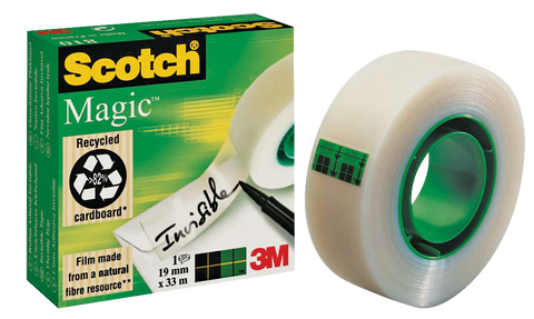 Scotch Magic Tape - Ruban Adhésif Transparent 0.9cm X 65.8m - Boîte De 3 Rouleaux - Pour Bureau, Collage Discret - 7
